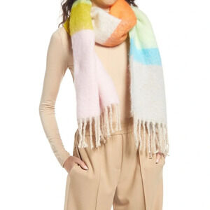 OPEN EDIT
Colorblock Fringe Scarf In Pink Lavender Combo